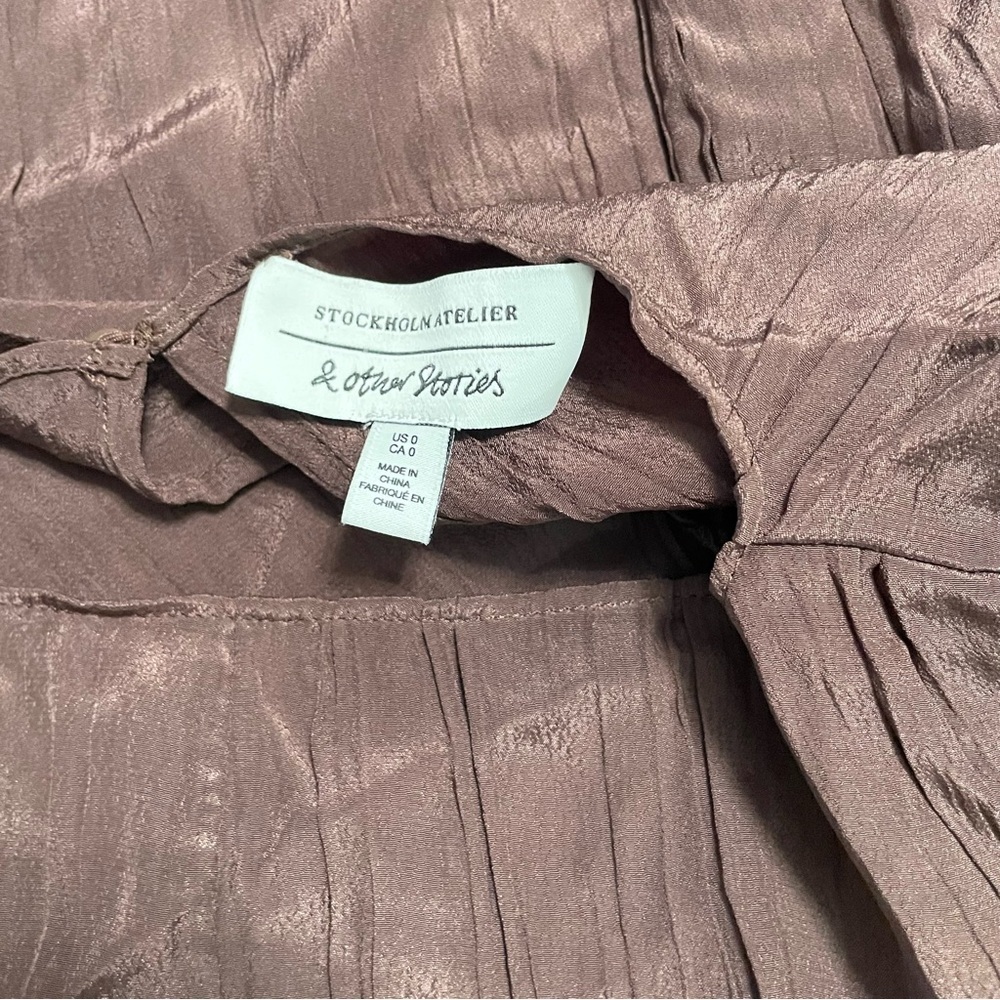 Stockholm Atelier & Other Stories Brown Crinkle Midi Dress – Size 0 - Picture 7 of 11